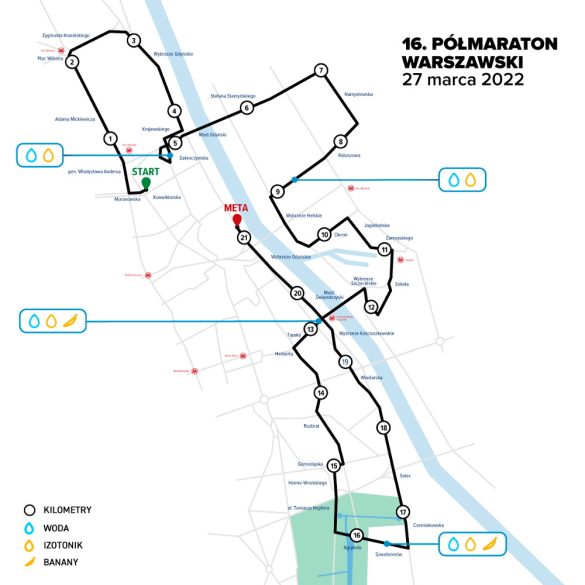 trasa 16 polmaratonu warszawskiego